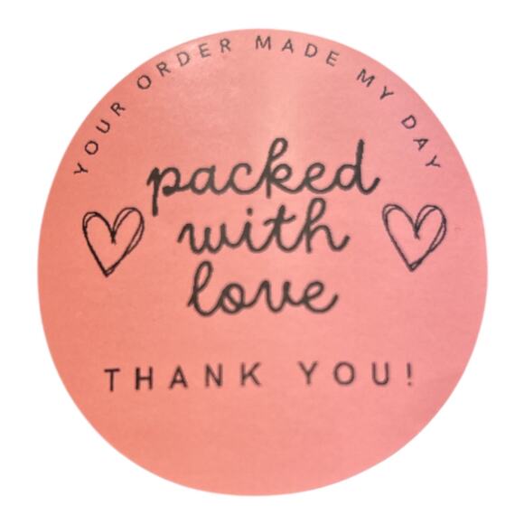 Set of 100 2" Round Handmade "Packed with Love" Stickers - Picture 7 of 8